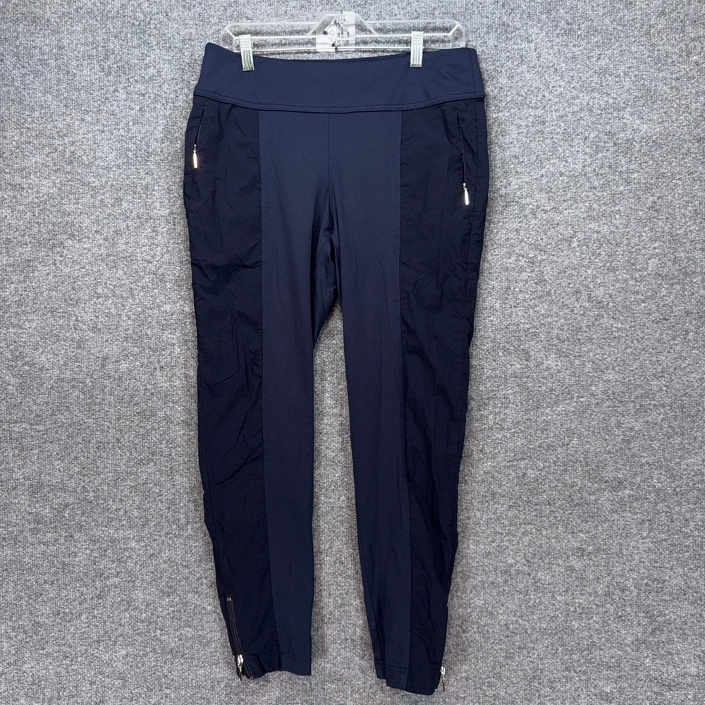 Anatomie Pants Womens Large Blue Paneled Ankle Zip Luxury Travel Trousers Lux